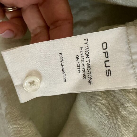 OPUS Linen Button Shirt Germany Sage Green Oversized High Quality - Picture 8 of 16